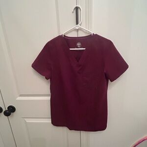 Healing Hands Scrub Maroon Short Sleeve V-Neck Top